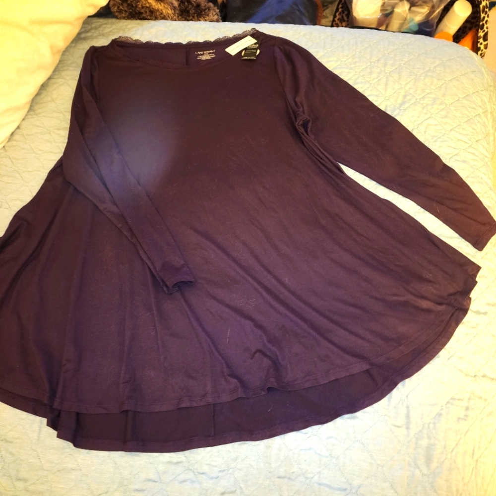 nwt Lane Bryant 14W/16W deep purple swing 3/4 sleeve top